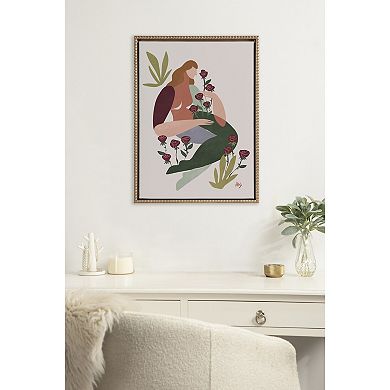 Sylvie Beaded Botanical Boho Figure Framed Canvas by Maggie Stephenson