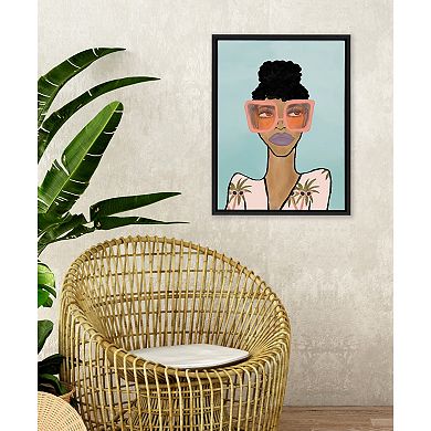 Sylvie Fashion Girl 2 Blue Framed Canvas by Kendra Dandy of Bouffants and Broken Hearts
