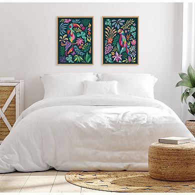 Sylvie Tropical Parrot Framed Canvas by Rachel Lee