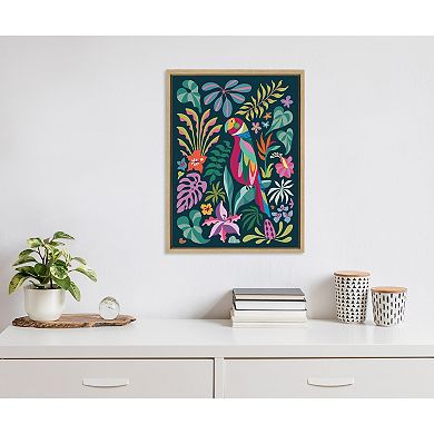 Sylvie Tropical Parrot Framed Canvas by Rachel Lee