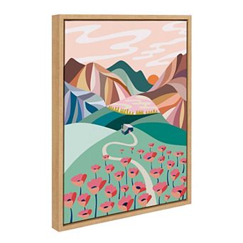 Sylvie Poppies Field Framed Canvas by Rachel Lee