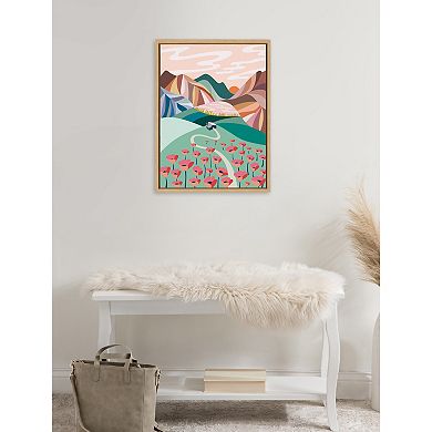 Sylvie Poppies Field Framed Canvas by Rachel Lee