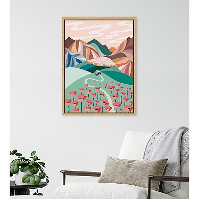 Sylvie Poppies Field Framed Canvas by Rachel Lee