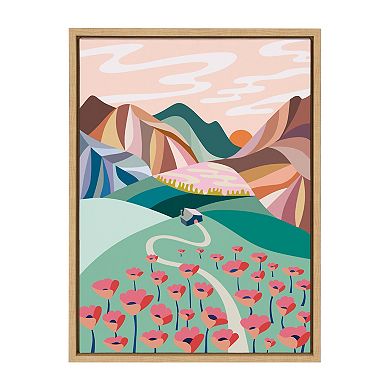 Sylvie Poppies Field Framed Canvas by Rachel Lee