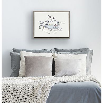 Sylvie Tropical Beach Scene Framed Canvas by The Creative Bunch Studio
