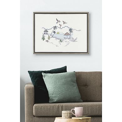 Sylvie Tropical Beach Scene Framed Canvas by The Creative Bunch Studio
