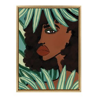 Sylvie Lady in the Jungle Framed Canvas by Kendra Dandy of Bouffants and Broken Hearts