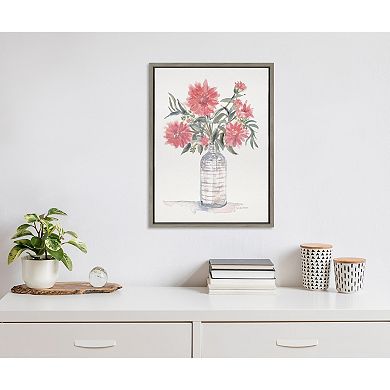 Sylvie Graceful Floral in Peach Framed Canvas by Patricia Shaw