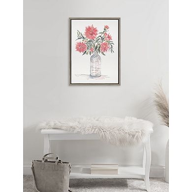 Sylvie Graceful Floral in Peach Framed Canvas by Patricia Shaw