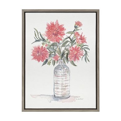 Sylvie Graceful Floral in Peach Framed Canvas by Patricia Shaw