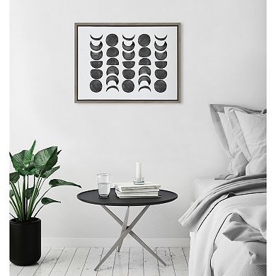 Sylvie 901 Moon Phases Black on White Framed Canvas by Teju Reval of SnazzyHues