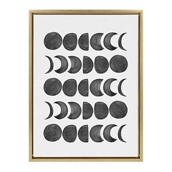 Sylvie 901 Moon Phases Black on White Framed Canvas by Teju Reval of SnazzyHues