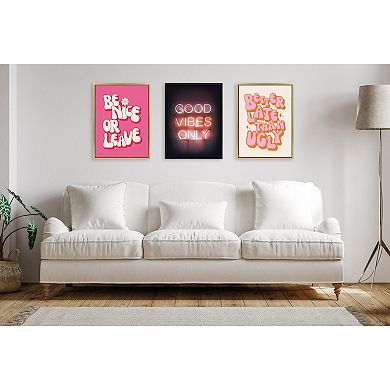 Sylvie Good Vibes Only Neon Sign Framed Canvas by The Creative Bunch Studio