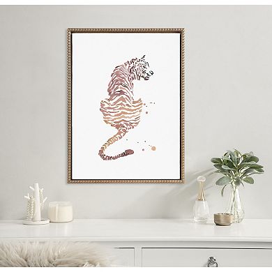 Sylvie Beaded Boho Tiger Framed Canvas by Viola Kreczmer