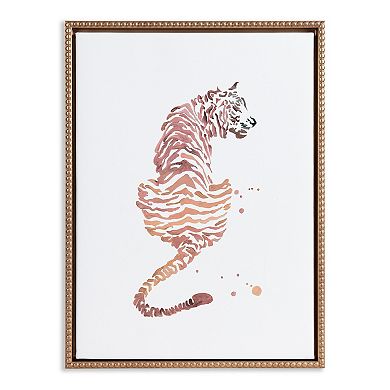 Sylvie Beaded Boho Tiger Framed Canvas by Viola Kreczmer