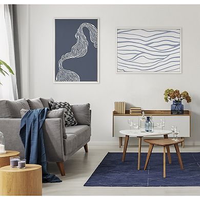 Sylvie Rich Blue Abstract River Framed Canvas by The Creative Bunch Studio