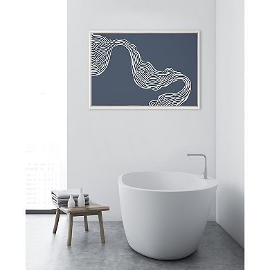Sylvie Rich Blue Abstract River Framed Canvas by The Creative Bunch Studio