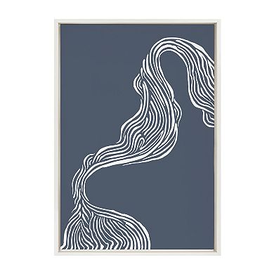 Sylvie Rich Blue Abstract River Framed Canvas by The Creative Bunch Studio