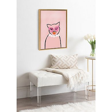 Sylvie Cat in Pearls Framed Canvas by Bouffants and Broken Hearts