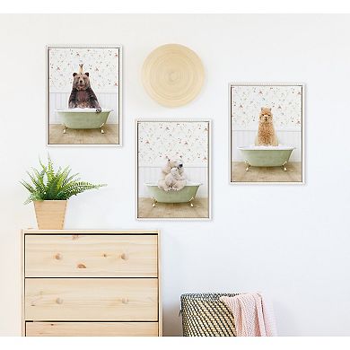 Sylvie Beaded Mother and Baby Polar Bear in Country Cottage Bath Framed Canvas by Amy Peterson