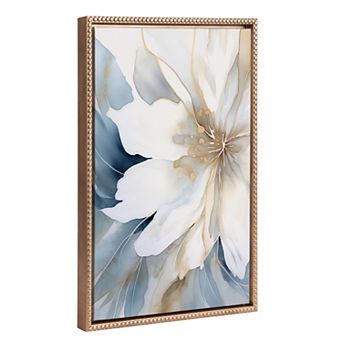 Sylvie Elegant Modern Glam Watercolor Abstract Floral Framed Canvas by The Creative Bunch Studio