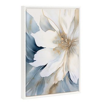 Sylvie Elegant Modern Glam Watercolor Abstract Floral Framed Canvas by The Creative Bunch Studio