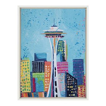Sylvie Seattle Space Needle Framed Canvas by Rachel Christopoulos