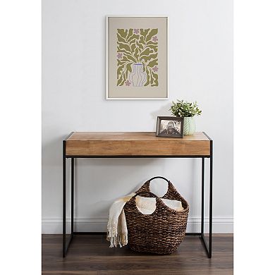Sylvie Colorful Abstract Retro Floral Blue Vase Framed Canvas by The Creative Bunch Studio