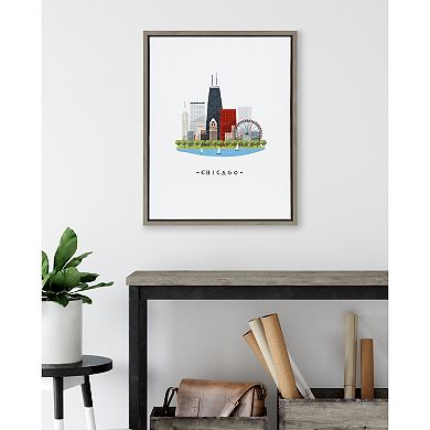Sylvie Chicago Skyline Illustration Framed Canvas by Maja Tomljanovic