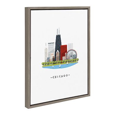 Sylvie Chicago Skyline Illustration Framed Canvas by Maja Tomljanovic