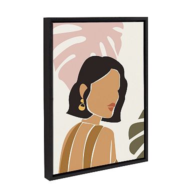 Sylvie Boho Abstract Face Framed Canvas by The Creative Bunch Studio
