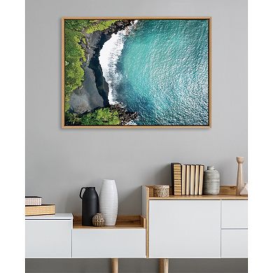 Sylvie Maui Black Sand Beach 1 Framed Canvas by Rachel Bolgov