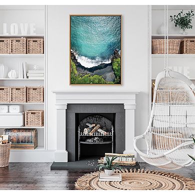 Sylvie Maui Black Sand Beach 1 Framed Canvas by Rachel Bolgov