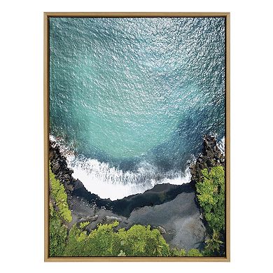 Sylvie Maui Black Sand Beach 1 Framed Canvas by Rachel Bolgov