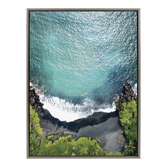 Sylvie Maui Black Sand Beach 1 Framed Canvas by Rachel Bolgov