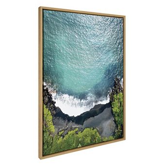 Sylvie Maui Black Sand Beach 1 Framed Canvas by Rachel Bolgov