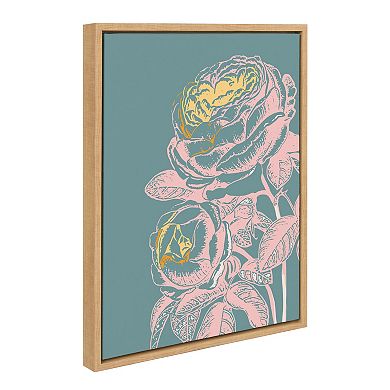 Sylvie Floral in Teal Framed Canvas by Apricot and Birch