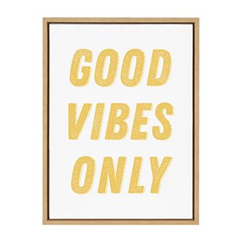 Sylvie Good Vibes Only in Yellow Framed Canvas by Apricot and Birch