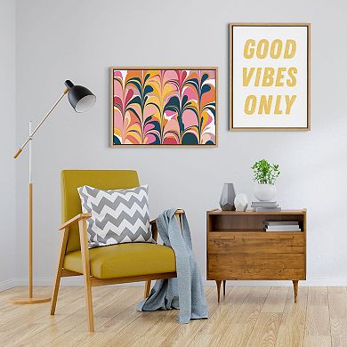 Sylvie Good Vibes Only in Yellow Framed Canvas by Apricot and Birch