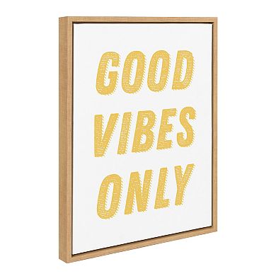 Sylvie Good Vibes Only in Yellow Framed Canvas by Apricot and Birch