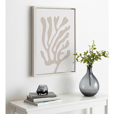 Sylvie Abstract Coral Coastal Beige Framed Canvas by The Creative Bunch Studio