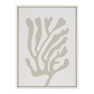 Sylvie Abstract Coral Coastal Beige Framed Canvas by The Creative Bunch Studio