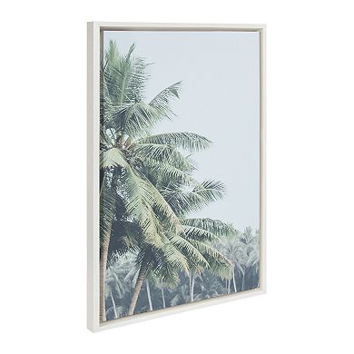 Sylvie Pale Green Coconut Palm Trees Framed Canvas by The Creative Bunch Studio