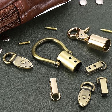 Bag Side Clip Buckle, 4Pcs Metal Suspending Leaf Shape Purse Strap Chain Connector with D Ring, 36mm