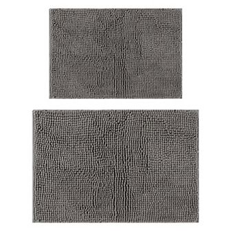 2 pc Bathroom Rugs, Soft Plush & Fluffy Bath Mats Non Slip Bathroom Mat 16" x 24"+20" x 32"