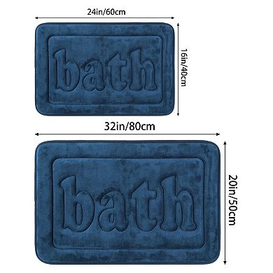 2Pcs Memory Foam Bathroom Rugs, Bath Mat Water Absorbent Bath Carpet Rug 16" x 24"+20" x 32"