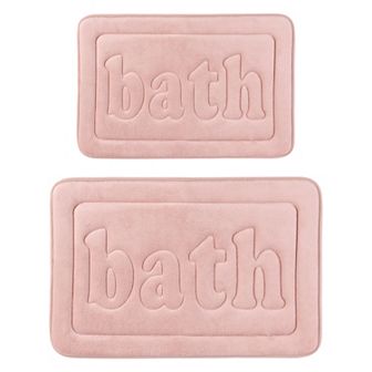 2 pc Memory Foam Bathroom Rugs, Bath Mat Water Absorbent Bath Carpet Rug 16" x 24"+20" x 32"