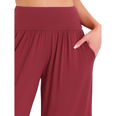 Women's Capri Lounge Yoga Cropped Summer Casual Wide Leg with Pockets Workout Sweat Pajama Pants