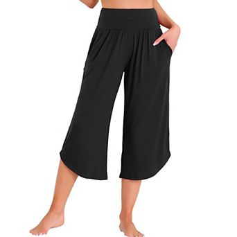 Women's Capri Lounge Yoga Cropped Summer Casual Wide Leg with Pockets Workout Sweat Pajama Pants