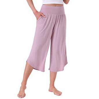 Women's Capri Lounge Yoga Cropped Summer Casual Wide Leg with Pockets Workout Sweat Pajama Pants